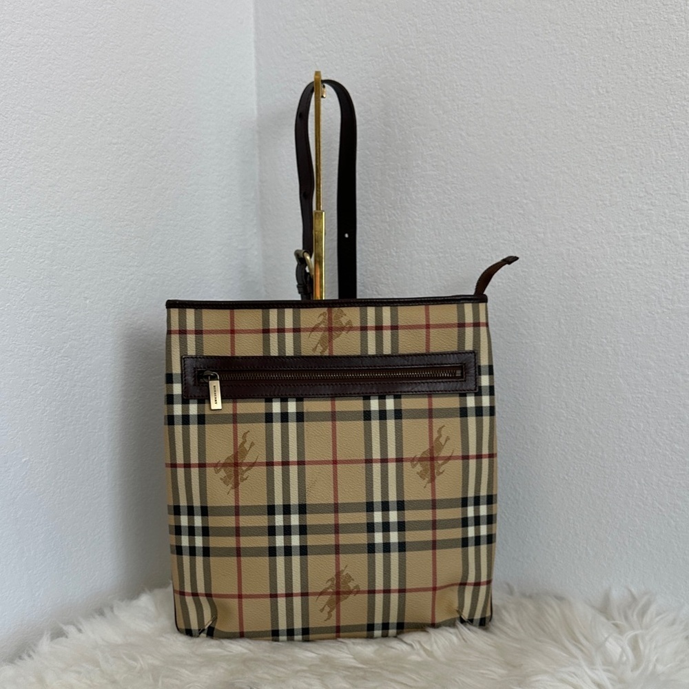 💯Authentic Burberry Beige and Brown Plaid Messenger Bag🍀 - Picture 3 of 17